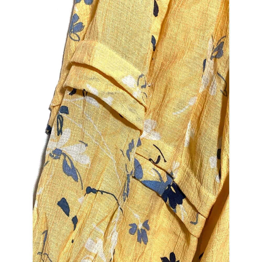 Zac & Rachel Yellow Blouse Top L Prairie Cottagecore Floral Peasant Boho Flowy - Picture 8 of 10